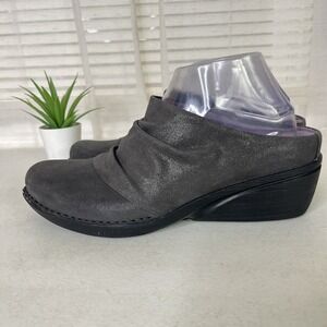 Dansko‎ Amber Nappa Mules Heels Gray Shimmer Leather Women Size 40 Slip On EUC!